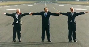 George Younger on the runway at Pretwick Airport near Glasgow with Bill Miller (left