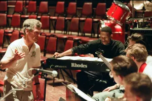 01187 Prints: Georgie Fame at Birmingham Town Hall with kids from the Birmingham Schools Jazz Orchestra
