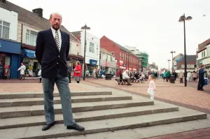 Town Centre Prints: Gerant Williams, Redcar town centre manager stands in the middle of Redcar town