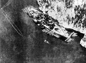 A German battleship Tirpitz seen here after attack by Royal Navy midget submarine in