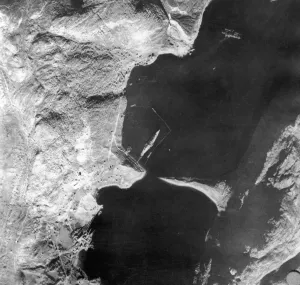 00430 Prints: A German battleship Tirpitz seen here after attack by Royal Navy midget submarine in