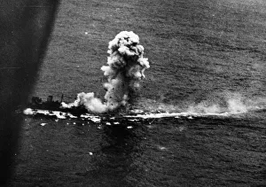Target Prints: The German blockade runner Alsterufer burning after a Czechoslovak-crewed RAF Liberator