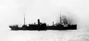 Images Dated 13th September 2012: A German blockade runner comes under fire from a Royal Navy dreadnought 10th