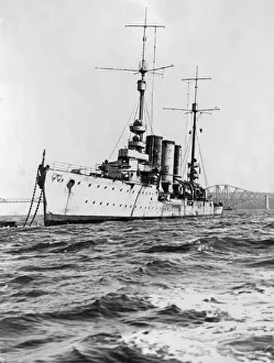 The German Imperial Navy Light Cruiser SMS Frankfurt seen here in the Firth of Forth