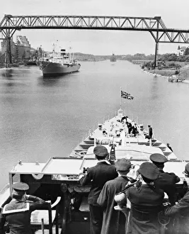01444 Prints: German merchant shipping in the canal as the Zealous approached one of the famous Kiel