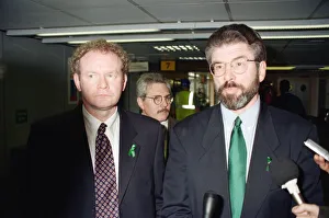 Northern Ireland Prints: Gerry Adams and Martin McGuinness arriving in London Heathrow on their way to Westminster