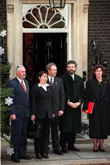 Gerry Adams outside no 10 Downing street December 1997 Flanked by his party deputies