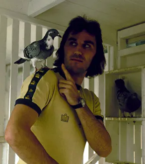 Birds Prints: Gerry Francis QPR and England footballer seen here with his racing pigeons. October 1976