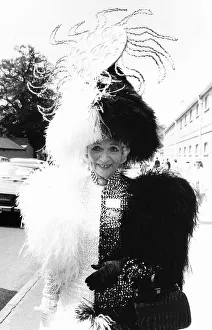 Feathers Prints: Gertrude Shilling in ostrich feather hat at Royal Ascot June 1979