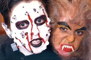00107 Prints: Ghouls Tristan and Ashleigh Laidlaw practice for Halloween decked in make-up in October