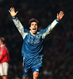 Picture Mood Smiling Prints: Gianfranco Zola Chelsea Striker December 1998 celebrates after scoring against