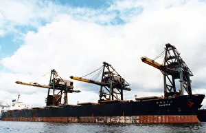 Cargo Prints: Giant coal carrier berthed at British Steels Redcar terminal. 16th July 1991