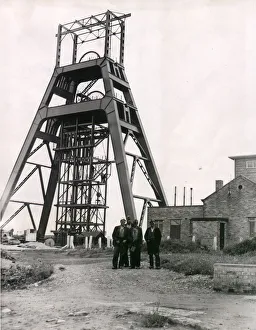 Miners Prints: Giant winding wheels top the 200-foot high head gear at Bates Colliery, Blyth. 0