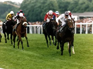 Jockeys Prints: Gipsy Fiddler and jockey Pat Eddery leading to win the Windsor Castle Stakes at Royal