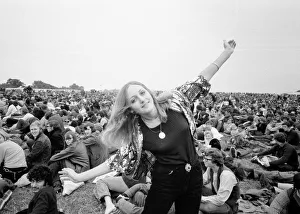 00088 Prints: Girl dancing at The Isle of Wight Festival. 30th August 1969