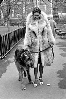Girl and Dog in Curlers. Model Victoria Burgyne and Irish Wolf Hound Jasper