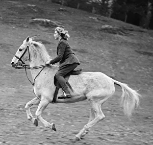 00136 Prints: A girl riding her horse Seasons Autumn Circa 1938 A©Mirrorpix
