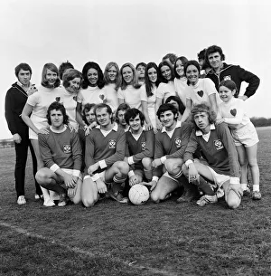 Ladies Prints: Girls from Anne Scott Model Agency play football against a team from Sweetheart Plastics