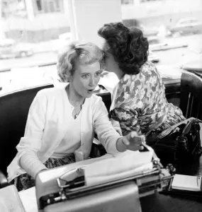 Talking Prints: Girls gossiping in the office, September 1960 Secretary typist office worker