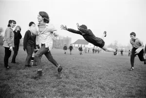 01234 Prints: Girls versus boys rugby match between students of North West London Polytechnic
