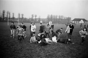 01234 Prints: Girls versus boys rugby match between students of North West London Polytechnic