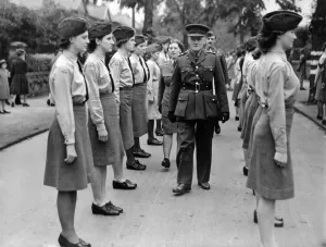Inspection Prints: Girls of the Womens Junior Air Training Corps attend a church parade as Christ