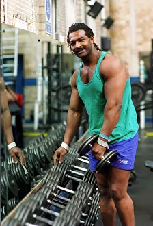 Gladiator Saracen Mike Lewis working out at Gym 1998 in London He will be studying