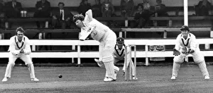 County Prints: Glamorgan County Cricketer Roger Davis on the defensive against Dye during his short stay