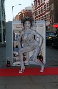 Glamour Model Jordan aka Katie Price December 98 Painted silver modeling