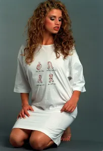 Glamour Model Jordan aka Katie Price wearing White tshirt logo on front