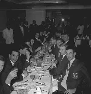 Core93 Prints: The Glasgow Rangers team sitting down to dinner in the Mount Royal Hotel in London