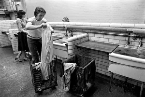 Glasgow Steamies. General scenes of women doing the laundry in a steamies in the Gorbals