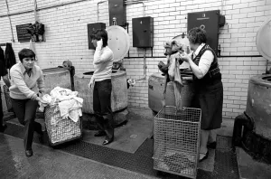 Glasgow Steamies. General scenes of women doing the laundry in a steamies in the Gorbals