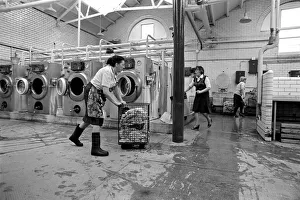 Glasgow Steamies. General scenes of women doing the laundry in a steamies in the Gorbals