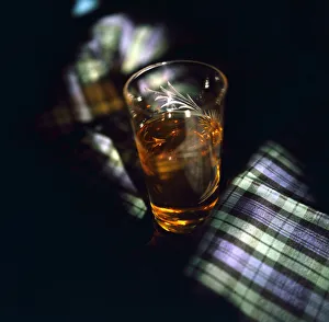 Core23 Prints: A glass of single malt whisky Tartan Scotland Circa 1970