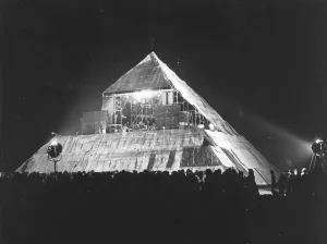 Floodlights Prints: Glastonbury Festival, Pilton, first pyramid stage at Pilton in 1971