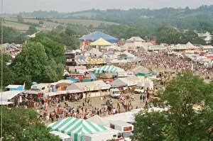 01269 Collection: Glastonbury Festival, Worthy Farm, Picton, Somerset. A colourful overview of