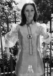 Through Prints: Gleaming beautifully in the sunshine - Clare Chisholms outfit. June 1968 P006315