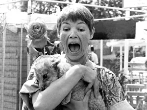 Glenda Jackson being bitten by lion cub during visit to Chelsea Flower Show - May 1980