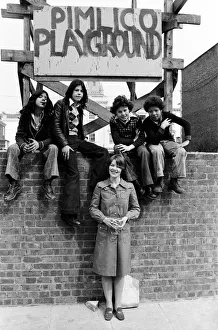 Wine Prints: Glenda Jackson seen with the children of Pimlico where she held a press reception to