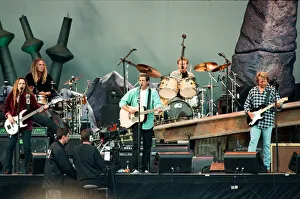 Glenn Frey of The Eagles performing live at the McAlpine Stadium in Huddersfield