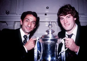 Suit Prints: Glenn Hoddle and Ossie Ardiles hold the FA Cup for Tottenham Hotspur