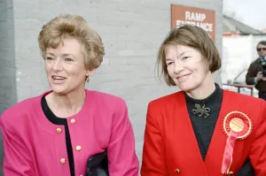 Glenys Kinnock and Glenda Jackson during the 1992 General Election campaign
