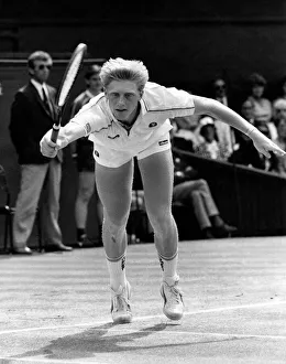 00045 Prints: Glory : Boris Becker dives to make another spectacular winner on his way to victory
