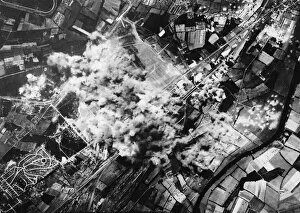 Bombing Collection: The Gnome and Rhone aircraft factories in Le Mans, France being bombed by 8th Air Force