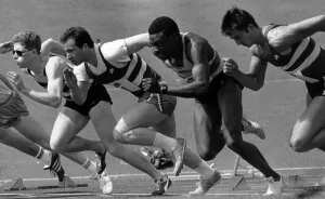 Athlete Prints: Go Go Go... the determination shows in the faces of these athletes at the start of a 100