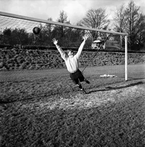 Goalkeeper David Hole dives to try and save the ball going into the goal January