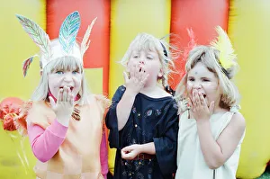 00846 Prints: Golcar Nursery school children pictured during a Wild West fund day and barbecue