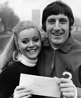 Images Dated 8th February 1971: 'Golden Shot'girl, Ann Aston with Tony Brown at West Bromwich Albion training