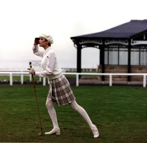 Golf Fashion cream hat waistcoat white blouse tartn mini kilt